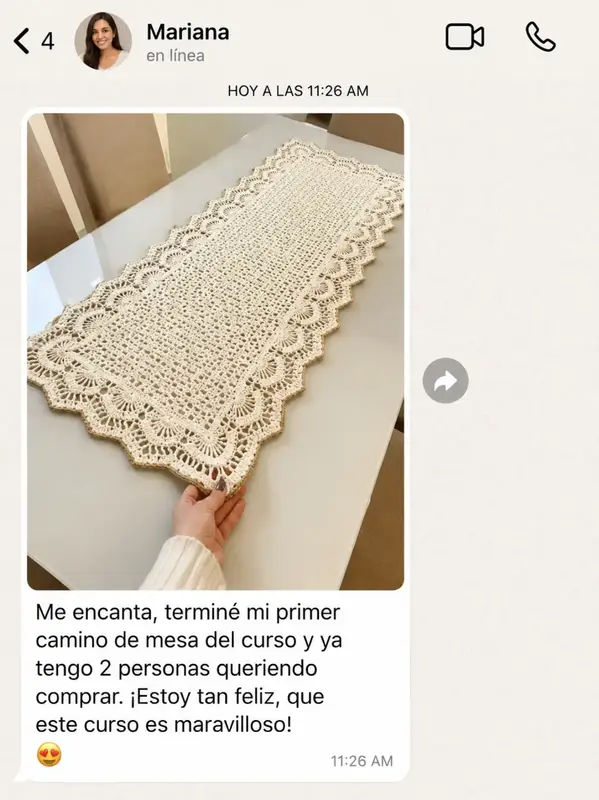 Testimonio de alumna 2 en WhatsApp